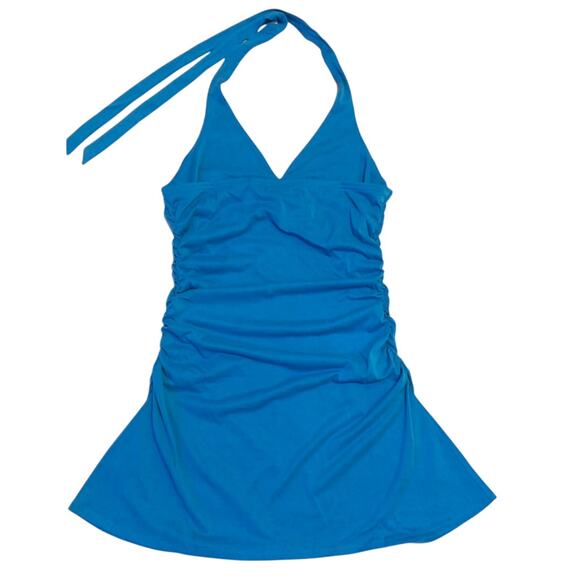 Anthropologie Womens NEW Ariana Halter Mini Dress Large Blue Stone Resort Wear - Picture 13 of 15